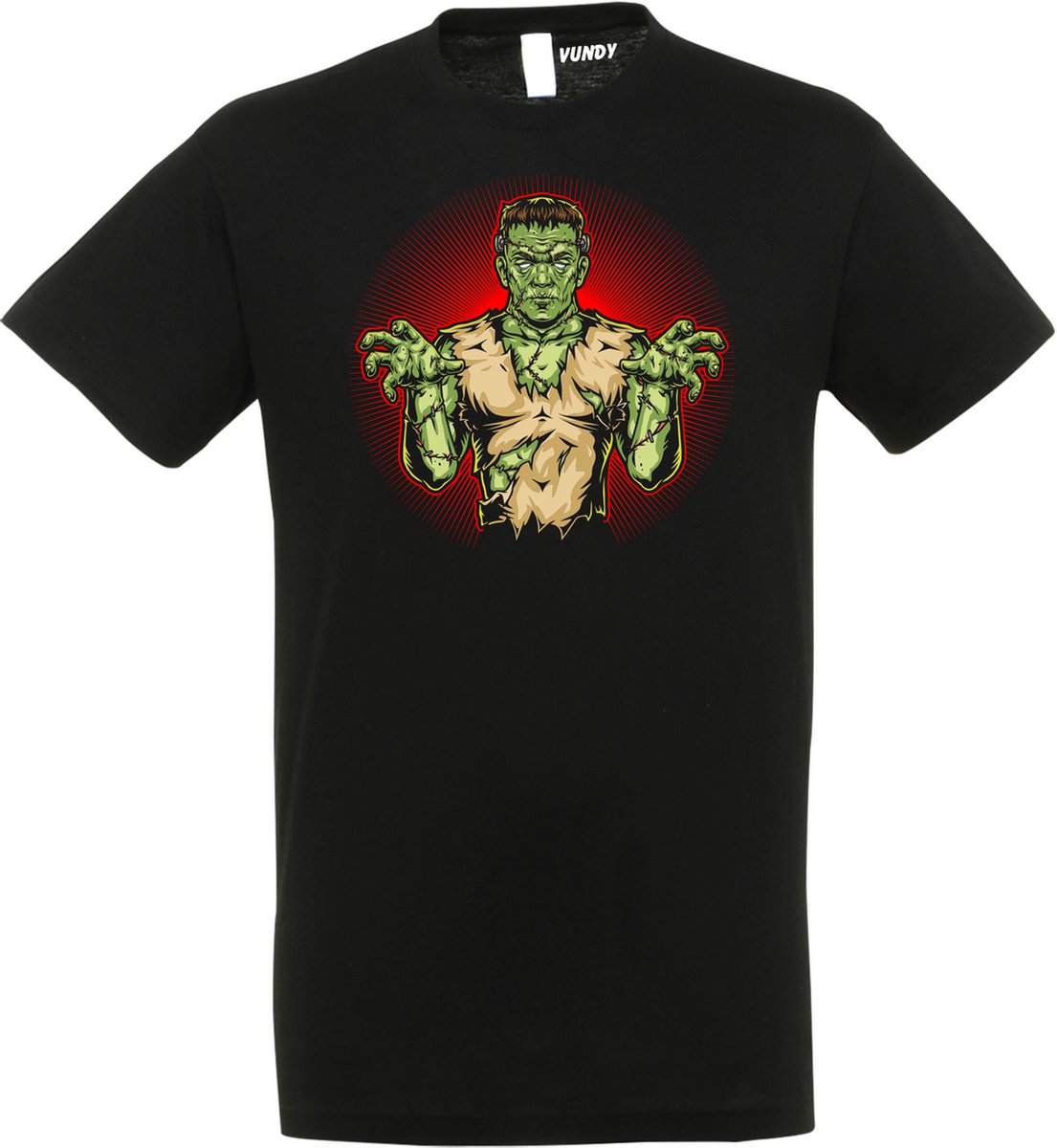 T-shirt Frankenstein | Halloween kostuum kind dames heren | verkleedkleren meisje jongen | Zwart | maat L